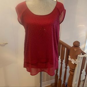 DKNY Jeans Studded Sheer Blouse